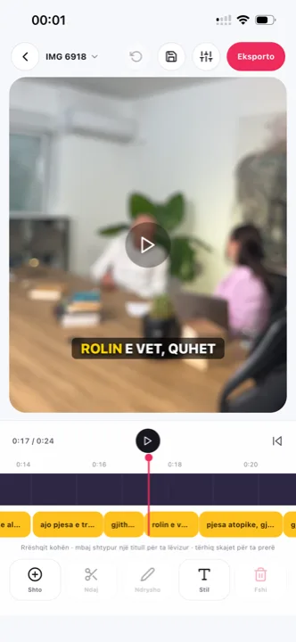 The Titro editor with subtitles over a video