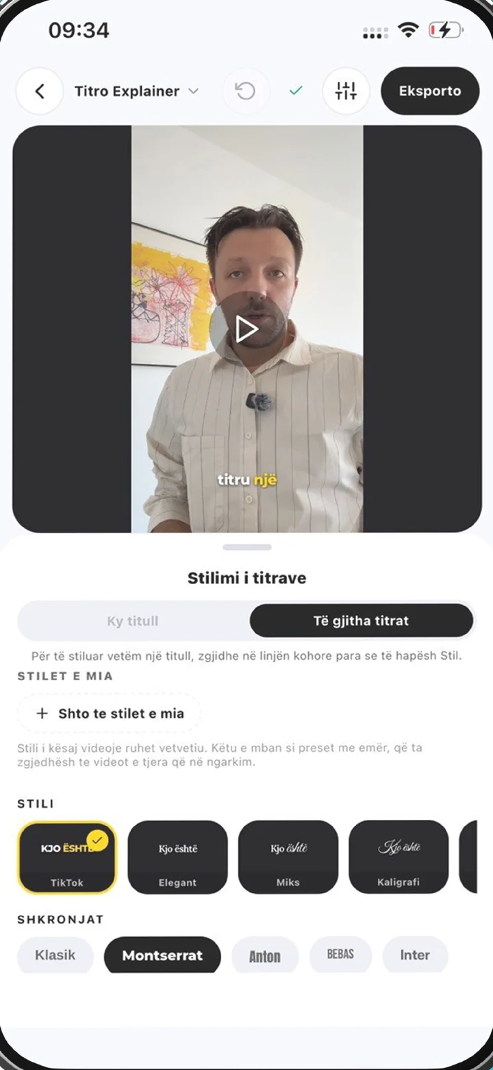 Der Titro-Editor mit geöffnetem Stil-Panel über einem untertitelten Video